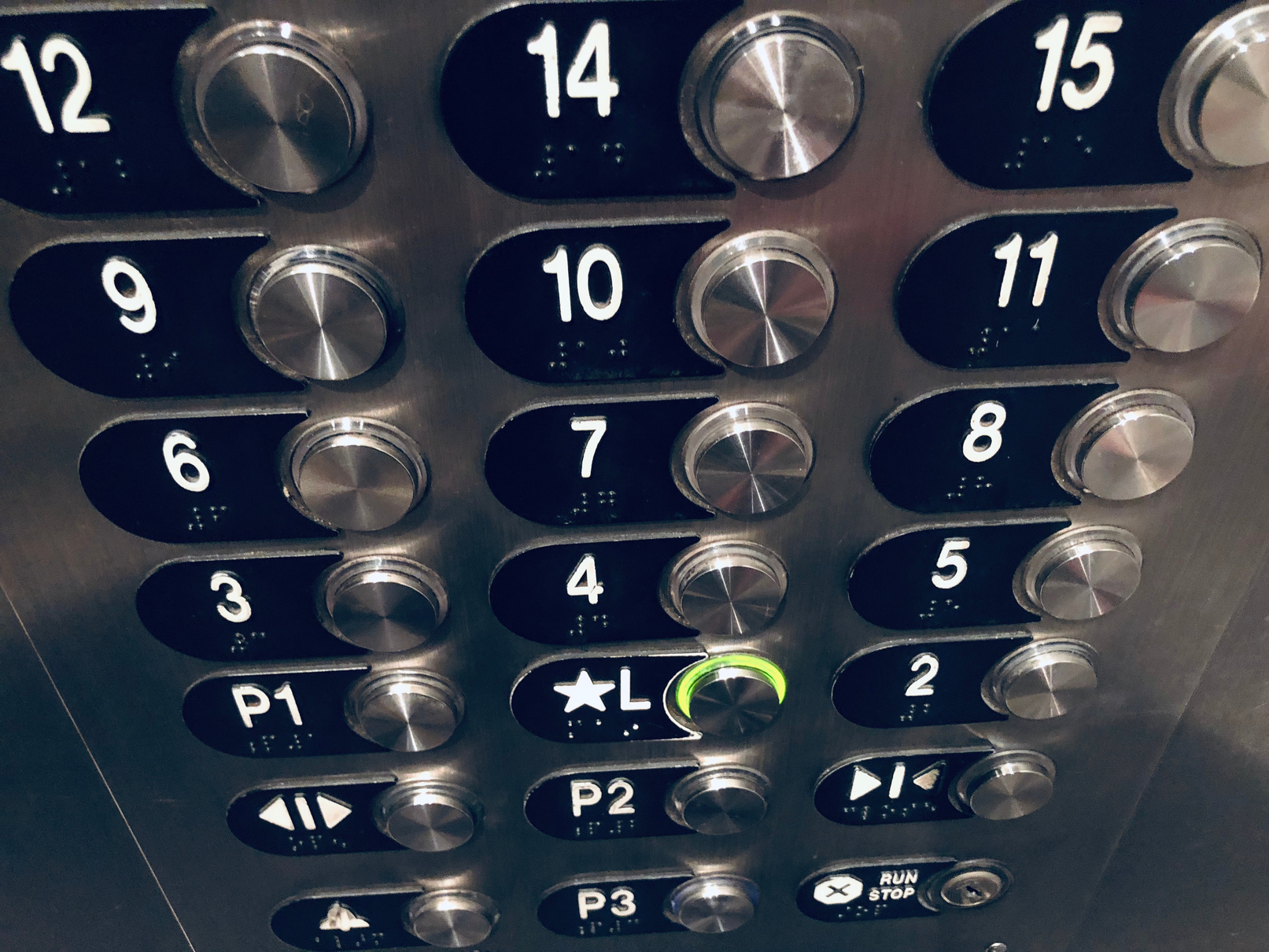 Elevator buttons panel with missing 13th floor number